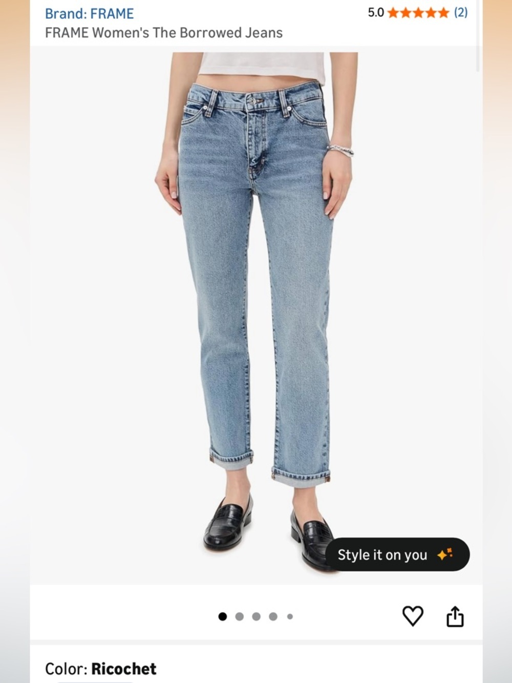 Frame Denim Women's The Borrowed Jeans - Ricochet Light Blue NWT MSRP $247